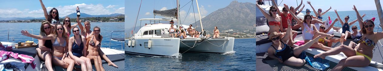 Amigos de fiesta tomando el sol en la costa de Marbella